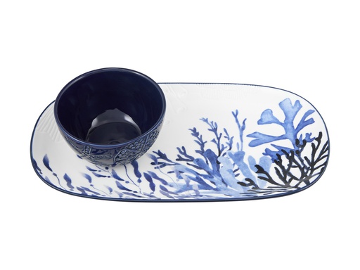 Platte mit Dipschalenset BLUE CORAL