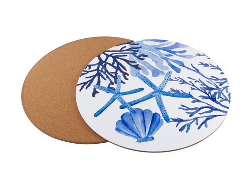 4er-Set Korkuntersetzer BLUE CORAL