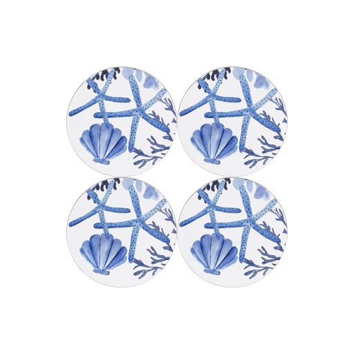 [GI0415] 4er-Set Korkuntersetzer BLUE CORAL (10cm)