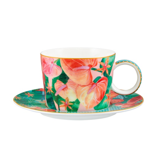 [HV0538] Tasse & Untertasse TEAS & C's TROPICANA (bubble pink, 250 ml)