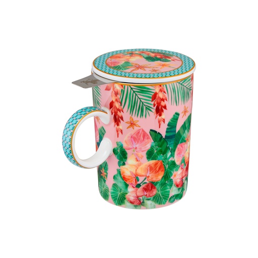 [HV0546] Mug TEAS & C's TROPICANA (bubble pink, 340ml, mit Teesieb)
