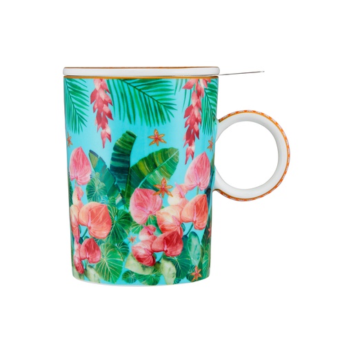 [HV0545] Mug TEAS & C's TROPICANA (bubble pink, 3dl, mit Teesieb)