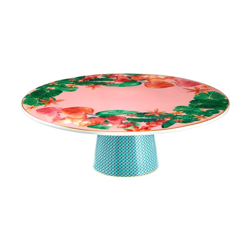 [HV0558] Tortenständer mit Fuss TEAS & C's TROPICANA (pink, 280 mm)