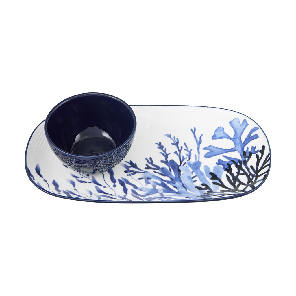 Platte mit Dipschalenset BLUE CORAL