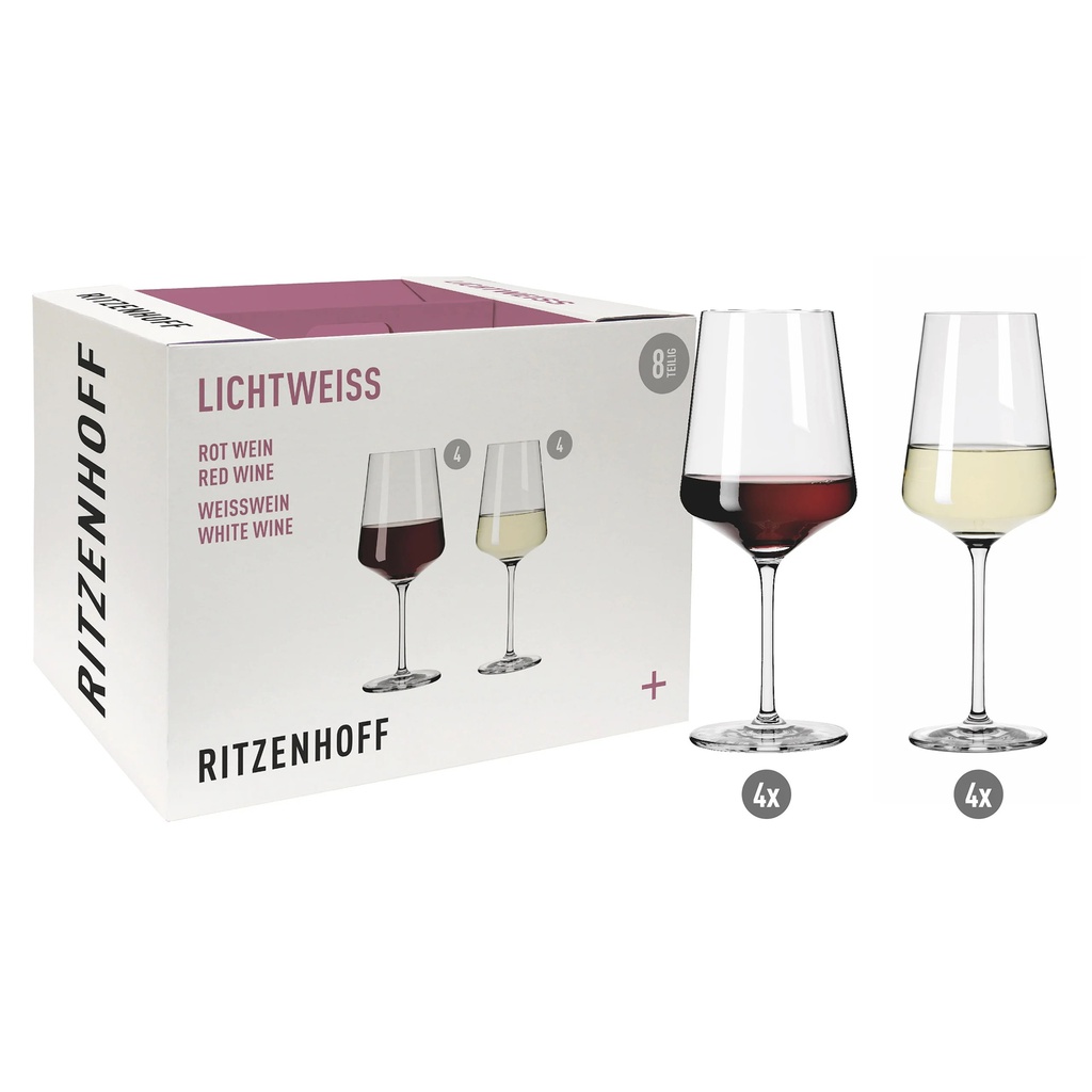 8er-Set Rotwein-/ Weissweinglas LICHTWEISS JULIE