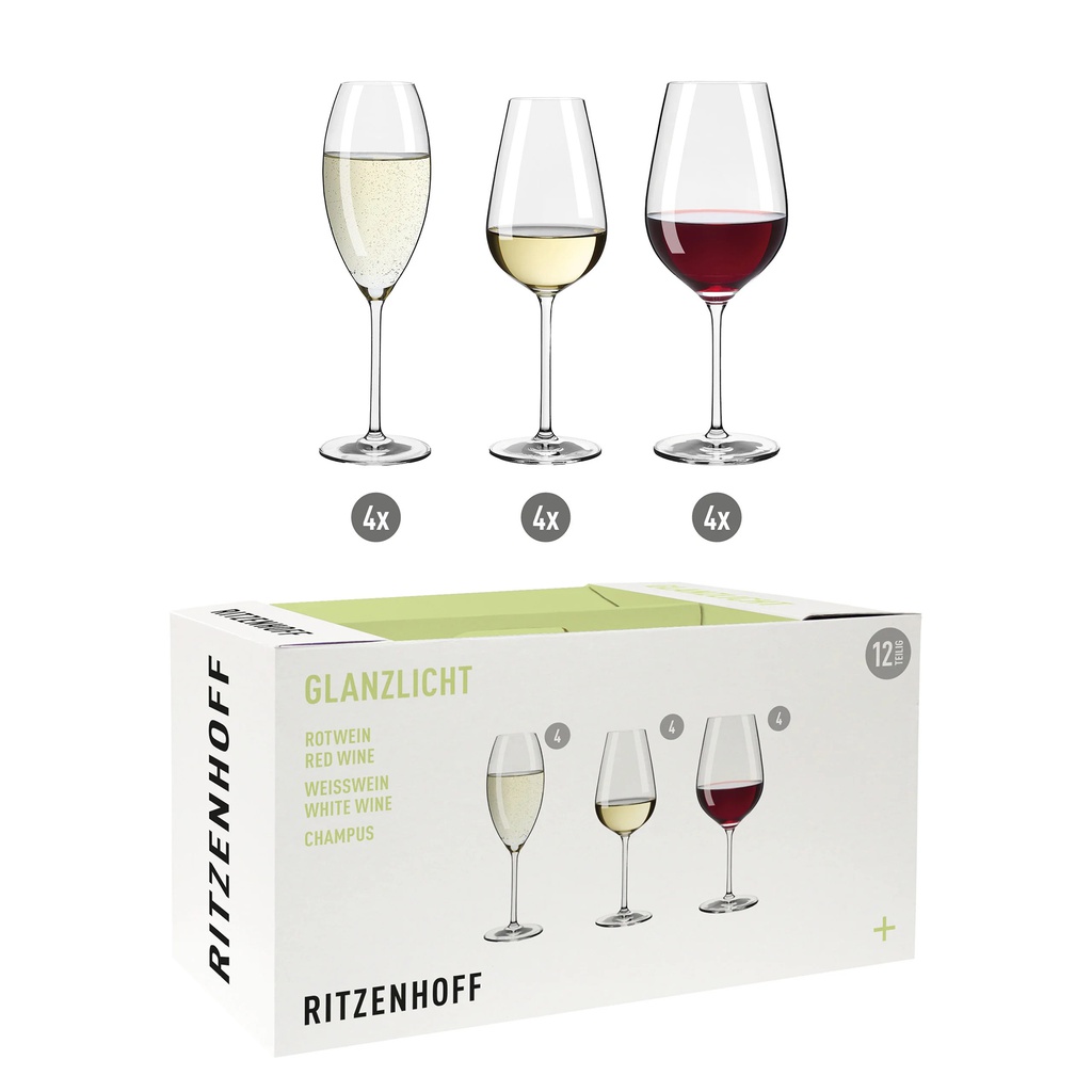12er-Set Wein-/ Champagnerglas GLANZLICHT