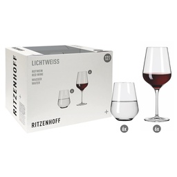 [6111011] 12er-Set Rotwein-/ Wasserglas LICHTWEISS AURELIE